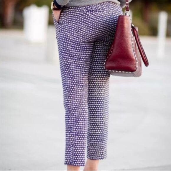 J.Crew Purple Metallic Tweed Cafe Capri Dress Pants-4 - Picture 2 of 9